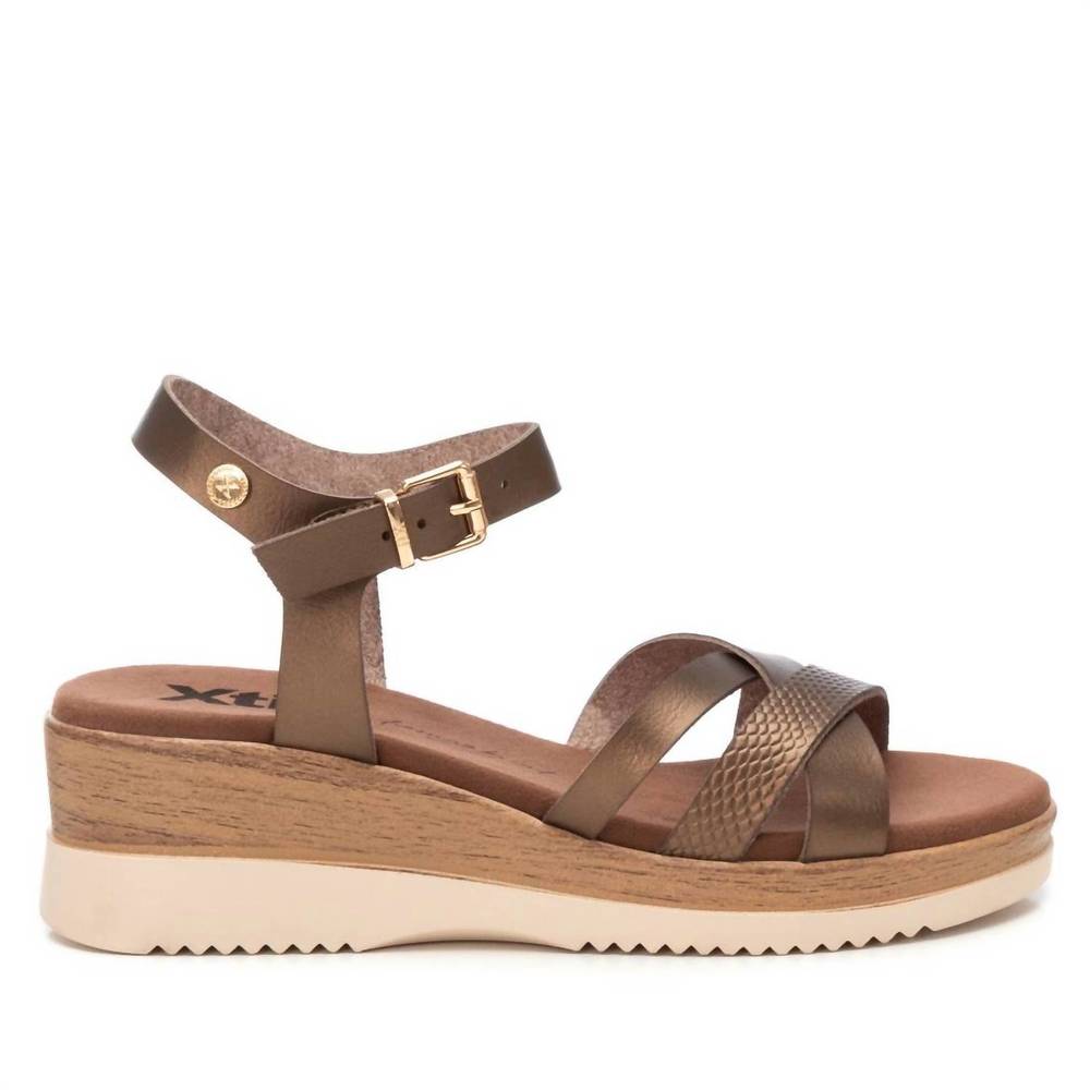 NEW XTI women's wedge sandals in bronze
